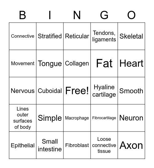 BIO Tissues Rappahannock CC Bingo Card