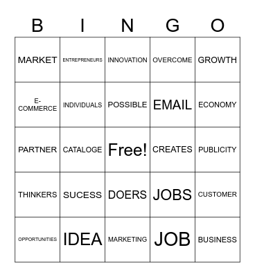 ENTREPRENEURSHIP Bingo Card