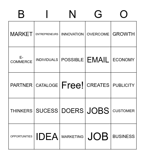 ENTREPRENEURSHIP Bingo Card