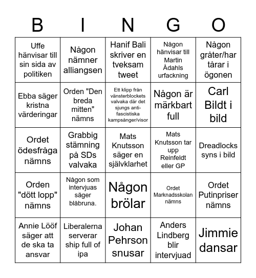 Valbingo Card