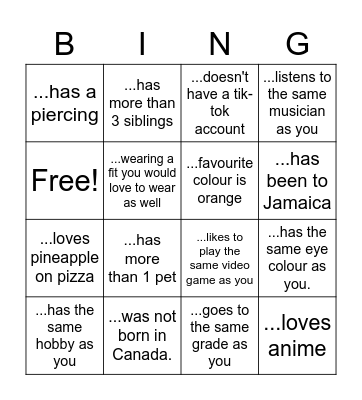 Find someone who.... Bingo Card