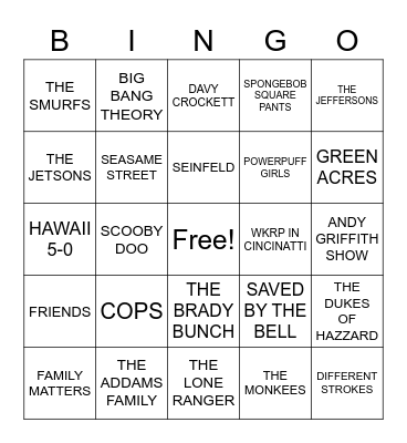 TV THEME SONGS COVER Bingo Card