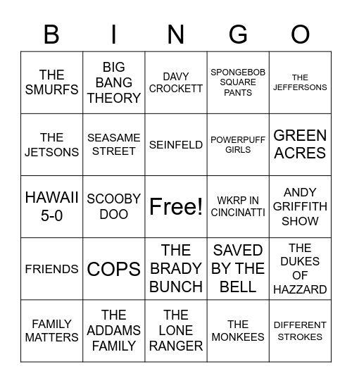 TV THEME SONGS COVER Bingo Card