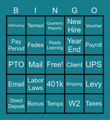 Payroll Week - Game 2 Bingo Card