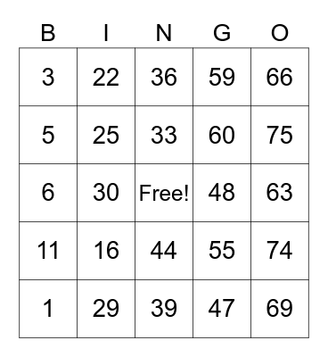 360200 Bingo Card
