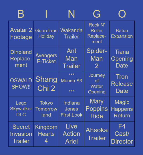 D23 BINGO Card