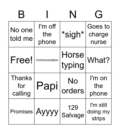 TT Bingo Card