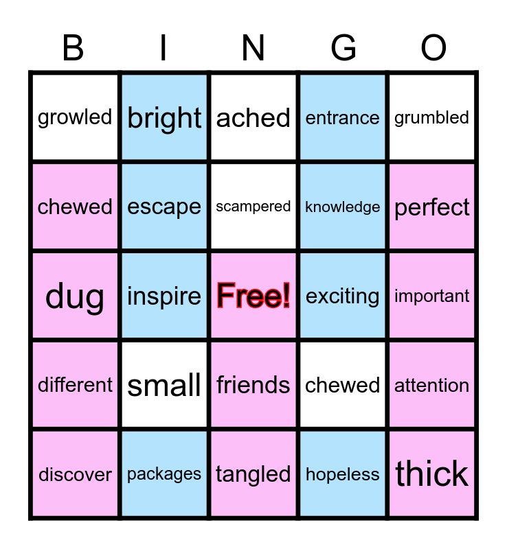 Brunos New Home Bingo Card