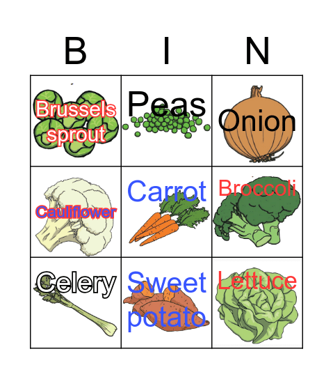 Vegtable Bingo Card