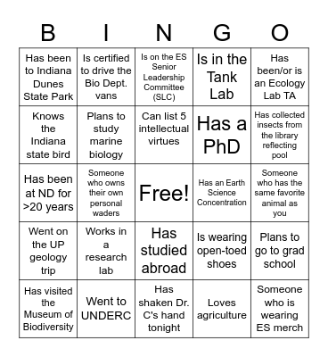 ES WELCOME BACK DINNER :)))) !!!!! Bingo Card