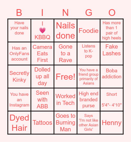 ABG Bingo! Bingo Card