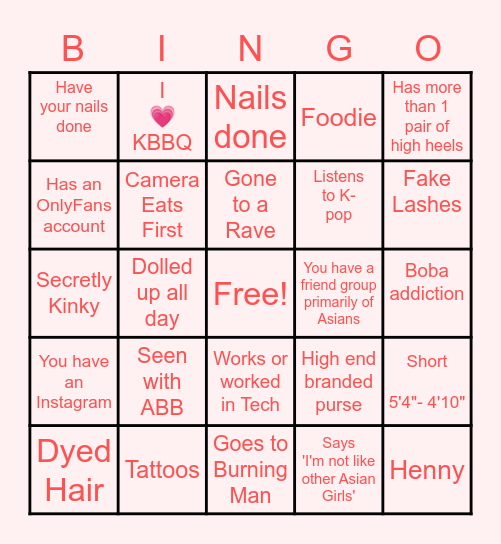 ABG Bingo! Bingo Card