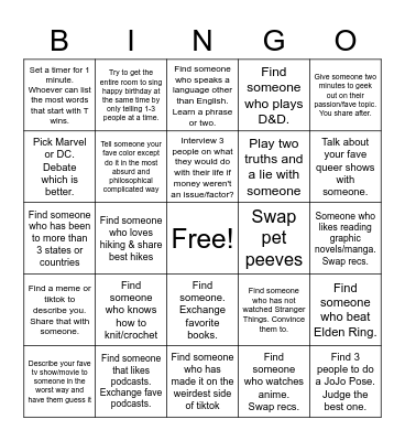 LGBTQ+ Mixer Bingo Card