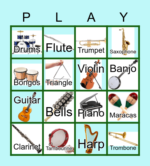 Instruments Bingo Card