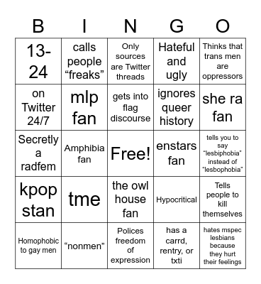 Exclus Bingo Card