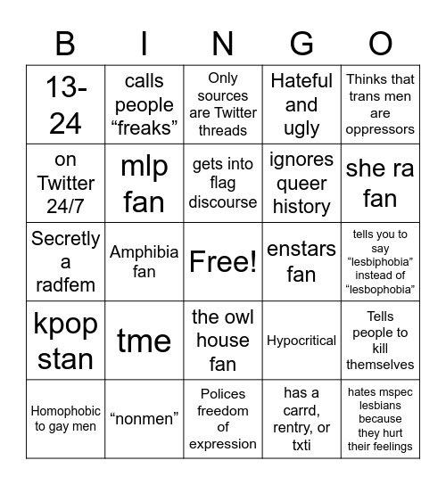 Exclus Bingo Card