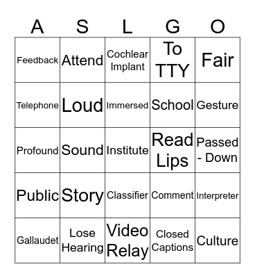 Big D Deaf List 2 Bingo Card