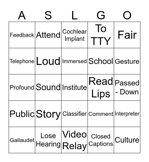 Big D Deaf List 2 Bingo Card
