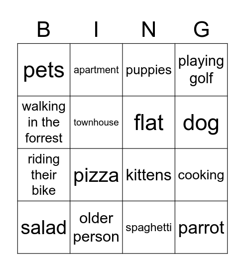 Grandfriends Bingo Card