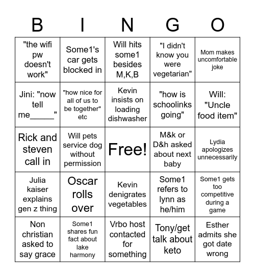 Anniversary Bingo Card