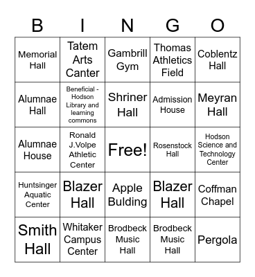 HOOD College Bingo Card