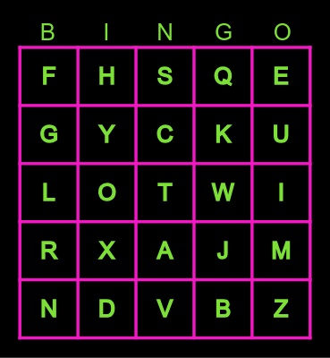 5x5 ALPHABET BINGO Card