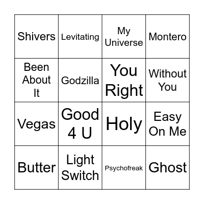 2020s Speed Round Bingo Card