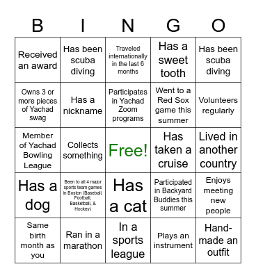 Human Bingo! Bingo Card