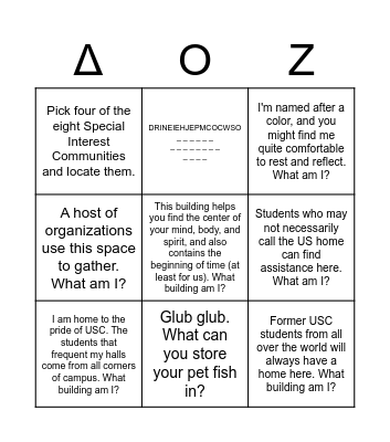ΔOZ DEI Scavenger Hunt Bingo Card