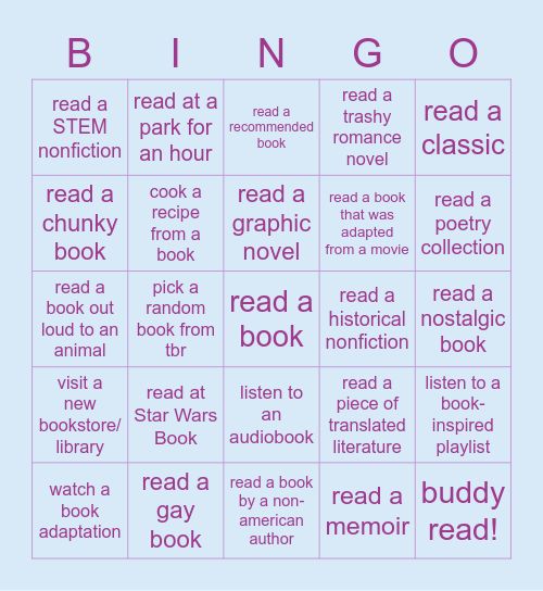 Reading Bingo with Carolyn and Eli Bingo Card