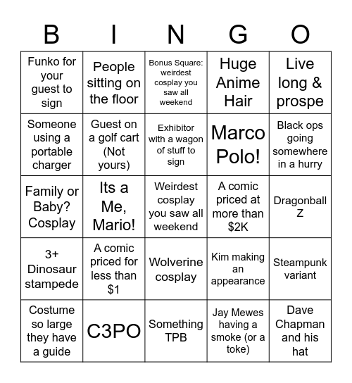 MGS 2022 Bingo Card