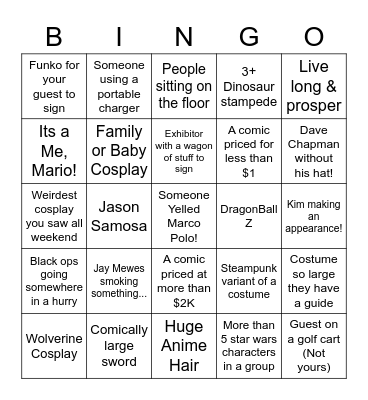 MGS 2022 Bingo Card