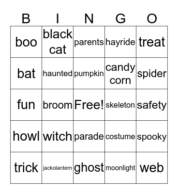 Halloween Bingo Card