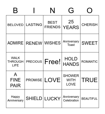 ANNIVERSARY Bingo Card
