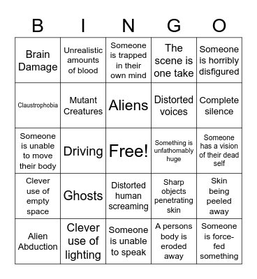 Scary Scene Bingo! Bingo Card