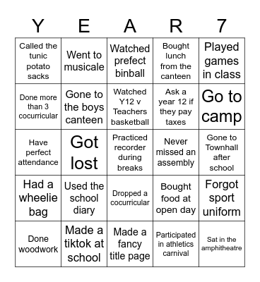 Year meeting Bingo Card
