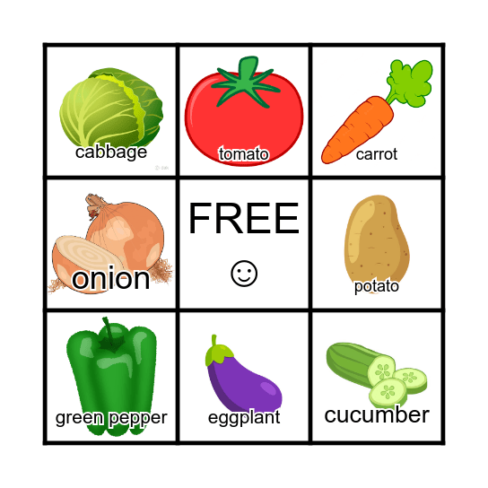 Vegetable Bingo Card