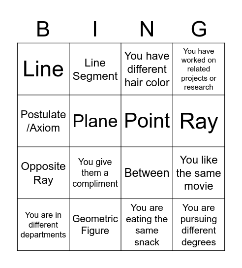 Mixer Bingo Card