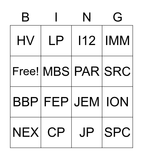WATSONS Bingo Card