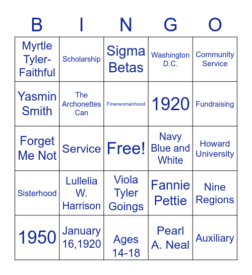 Archonette Bingo Card