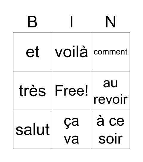 Contact 1 Bingo Card