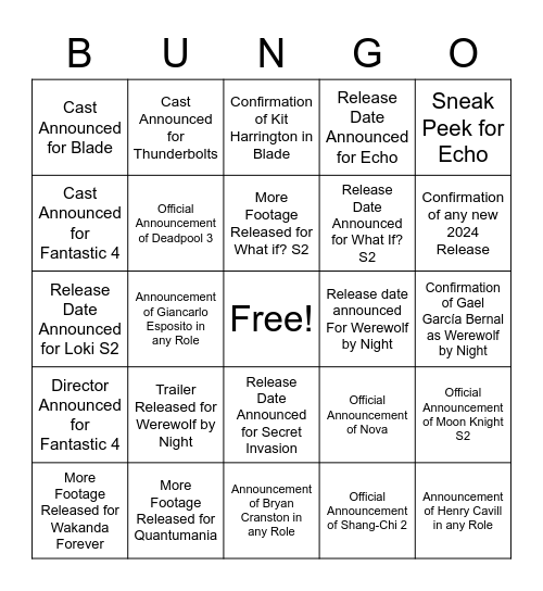 Super Gargamel 64 D23 Bungo Bingo Card