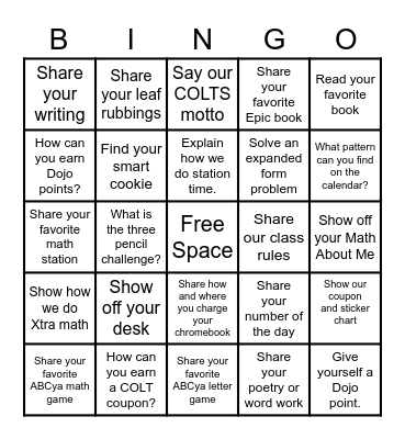 Open House Bingo/Scavenger Hunt Bingo Card