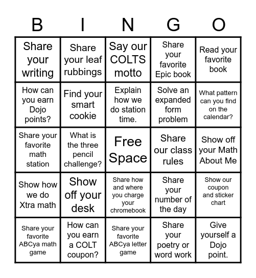 Open House Bingo/Scavenger Hunt Bingo Card