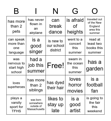 Advisory Bingo Card