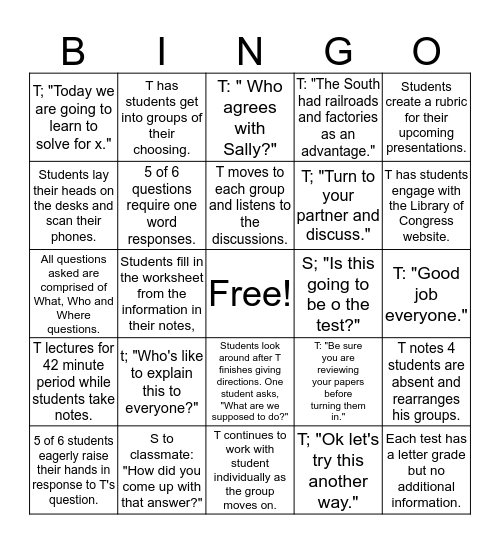 Danielson Bingo Domain 3 Bingo Card