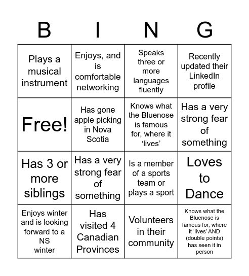 NETWORKING BINGO Card