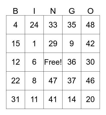 BINGO FUN Bingo Card