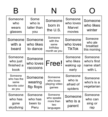 Enroot Human Bingo Card