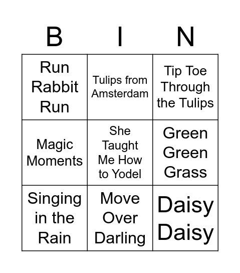 Music Bingo Card